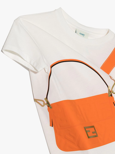 Shop Fendi Bag-print Cotton T-shirt In White