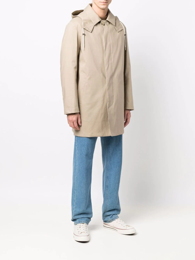Shop Mackintosh Cambridge Short Hooded Coat In Neutrals