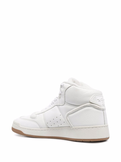 Saint Laurent Leather High-top Sneakers Perforated Detailing In White