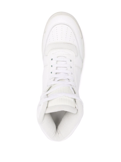 Shop Saint Laurent Lace-up Hi-top Sneakers In White