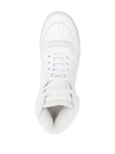 Saint Laurent Leather High-top Sneakers Perforated Detailing In White