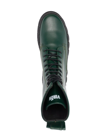 Viron 1992 Apple-leather Lace-up Combat Boots In Green