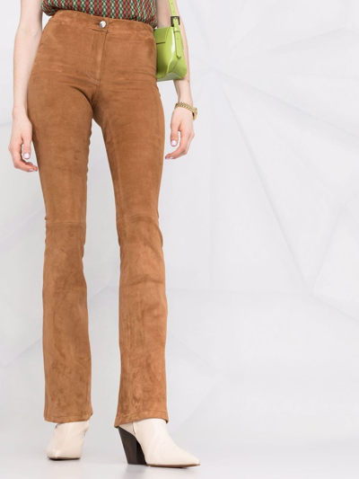 Shop Arma Izzy Suede Flared Trousers In Brown