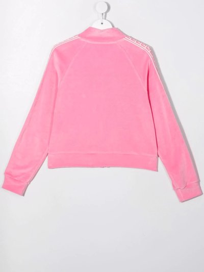 Shop Fendi Teen Ff Stripe Track Jacket In Pink