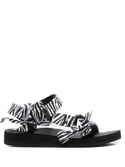 Shop Arizona Love Trekky Zebra-print Gauze Sandals In Black