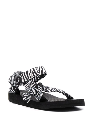 Shop Arizona Love Trekky Zebra-print Gauze Sandals In Black