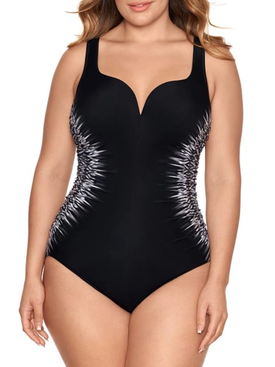 Shop Miraclesuit Plus Size Warp Speed Temptress One-piece In Black,white