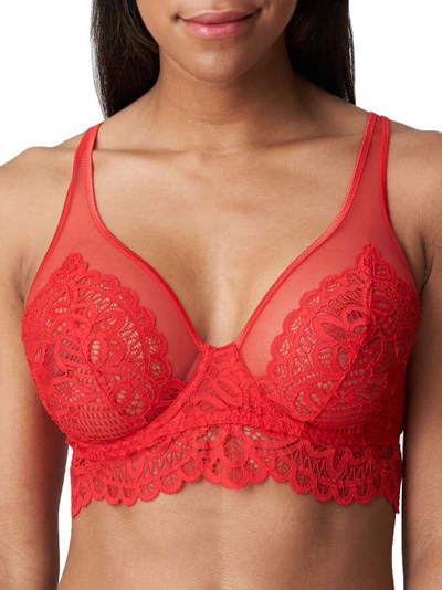Shop Prima Donna First Night Plunge Longline Bra In Pomme Amour