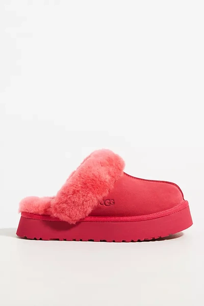 Shop Ugg Disquette Platform Slippers In Red