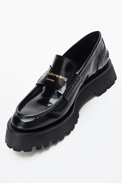 Alexander Wang Carter Mid-heel Lug Loafer In Leather In Black