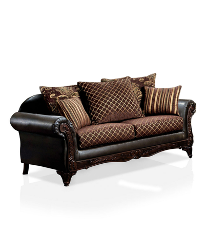 Shop Furniture Of America Wiluna Flared Arm Sofa In Crosshatch Brown