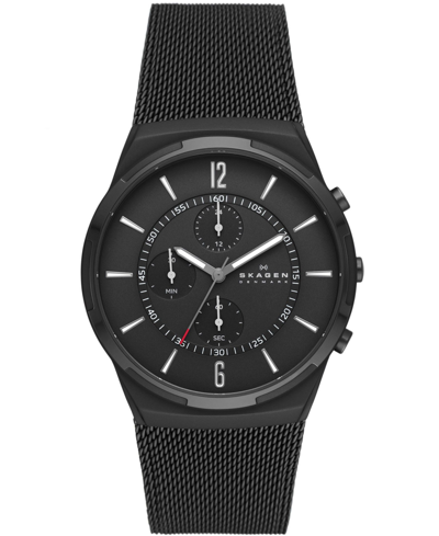 Shop Skagen Men's Chronograph Melbye Black-tone Stainless Steel Mesh Bracelet Watch 42mm