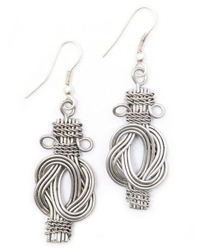 Shop Matr Boomie Women's Buddha Knot Drop Earrings In Silver Tone