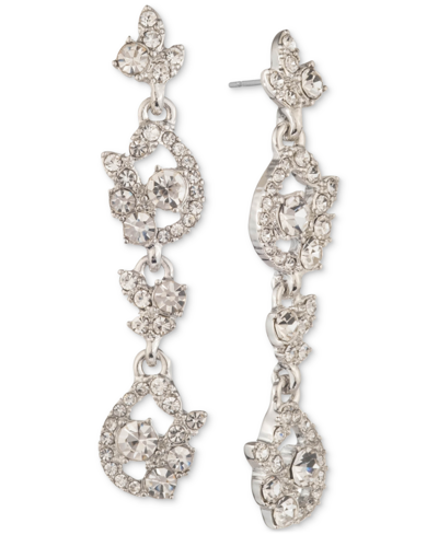 Shop Givenchy Crystal Cluster Linear Drop Earrings In Silver