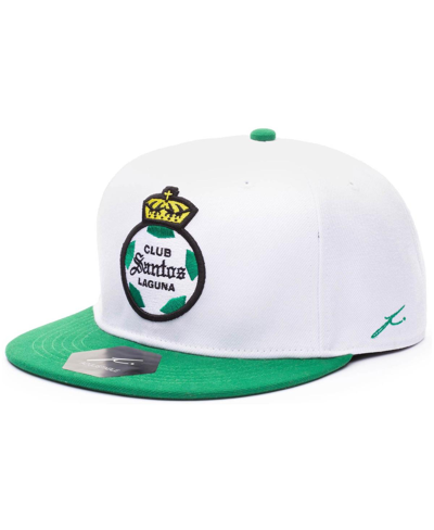 Shop Fan Ink Men's White And Green Santos Laguna Team Snapback Adjustable Hat In White/green