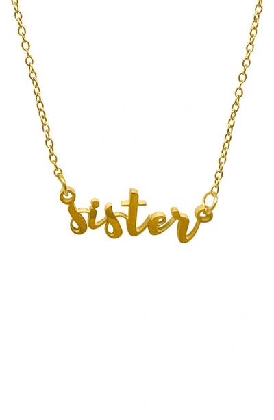 Shop Adornia Water Resistant Cursive Sister Script Necklace In Yellow