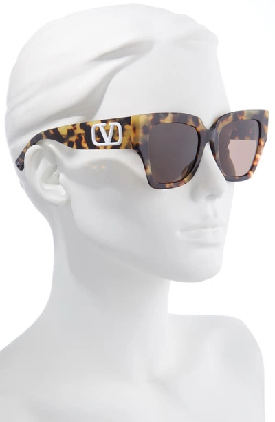 Shop Valentino 54mm Square Sunglasses In Havana Yellow/ Brown