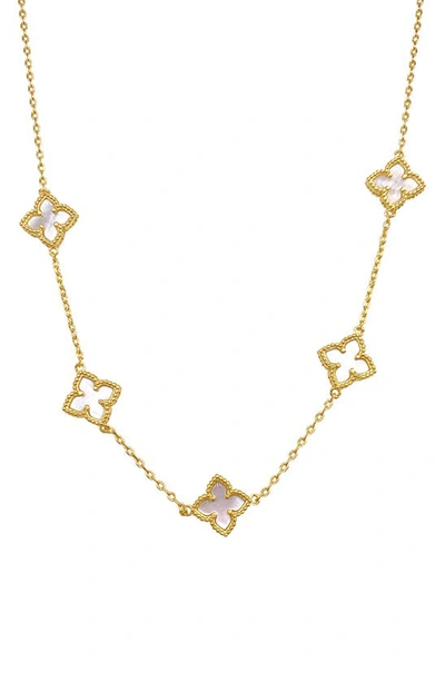 Adornia White Mother Of Pearl Station Chain Necklace In White