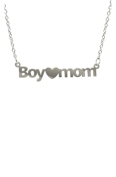 Shop Adornia Water Resistant Boy Mama Heart Script Necklace In Silver