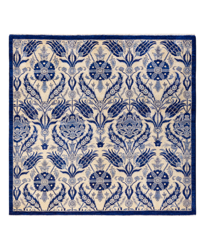 Shop Adorn Hand Woven Rugs Suzani M180131 6'3" X 6'6" Area Rug In Blue