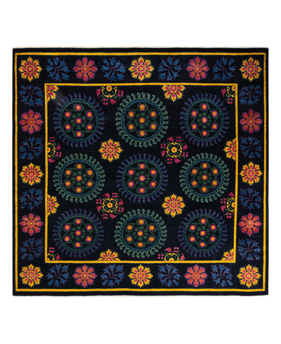 Shop Adorn Hand Woven Rugs Suzani M1701 9'4" X 10'1" Area Rug In Black