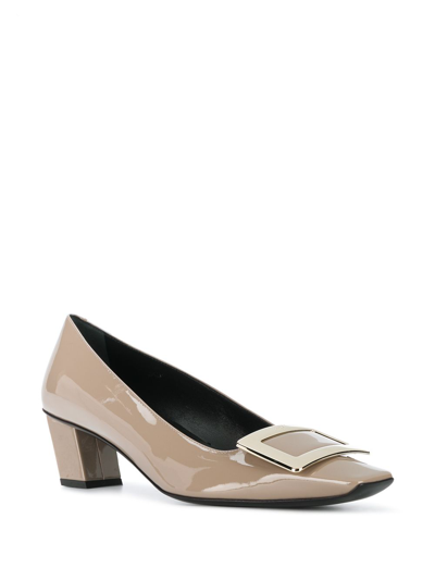 Shop Roger Vivier Bele Vivier Patent Leather Pumps In Beige