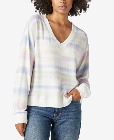 Shop Lucky Brand Striped Cloud Jersey Top In Soft Multi