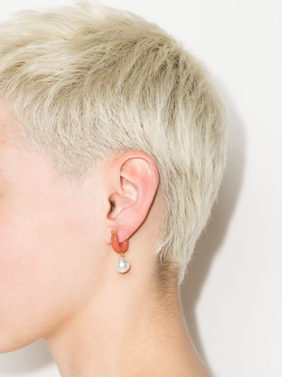 Shop Joanna Laura Constantine Waves Mini Hoop Earrings In Orange