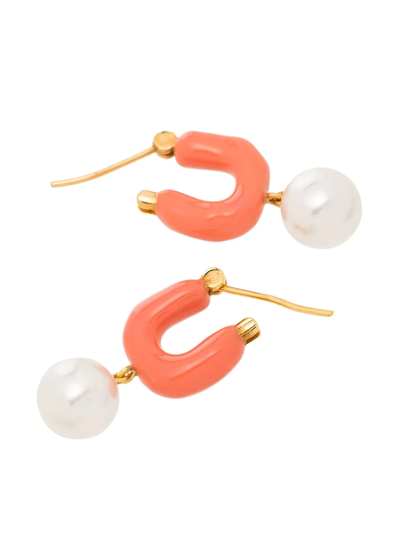 Shop Joanna Laura Constantine Waves Mini Hoop Earrings In Orange
