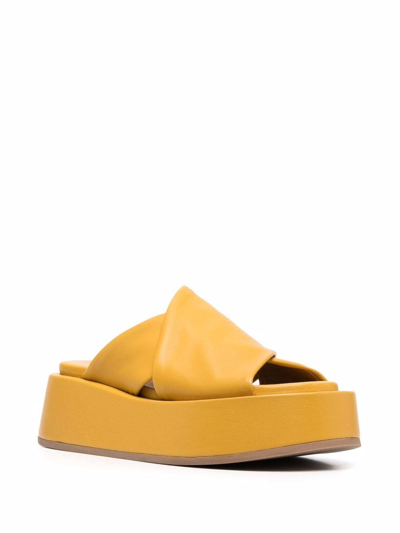 Shop Marsèll Crossover-strap Platform Sandals In Yellow