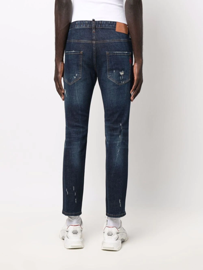 Philipp Plein Distressed Blue Slim Fit Jeans In Blue