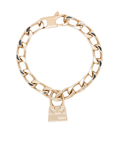 Shop Jacquemus Chiquito Bag-charm Chain Bracelet In Gold