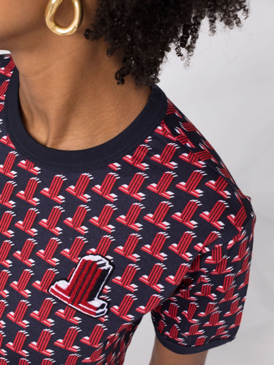 Shop Lanvin Monogram-pattern Textured Logo-patch T-shirt In Red