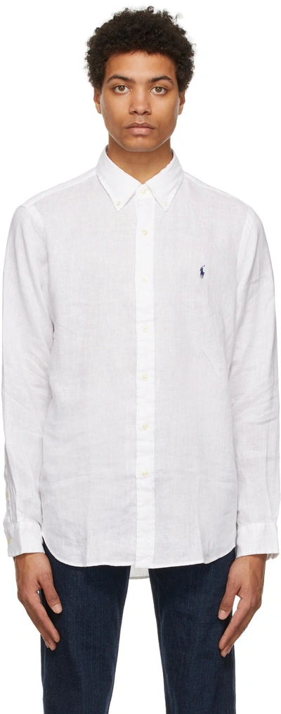 Shop Polo Ralph Lauren White Linen Classic Shirt