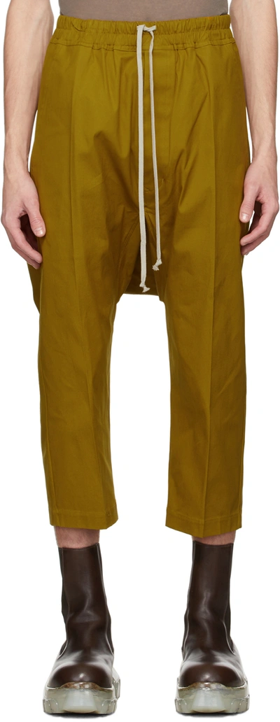 Shop Rick Owens Yellow Cropped Drawstring Trousers In 72 Sulphate