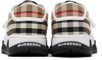 Shop Burberry Kids Beige Vintage Check Sneakers In Archive Beige Ip C