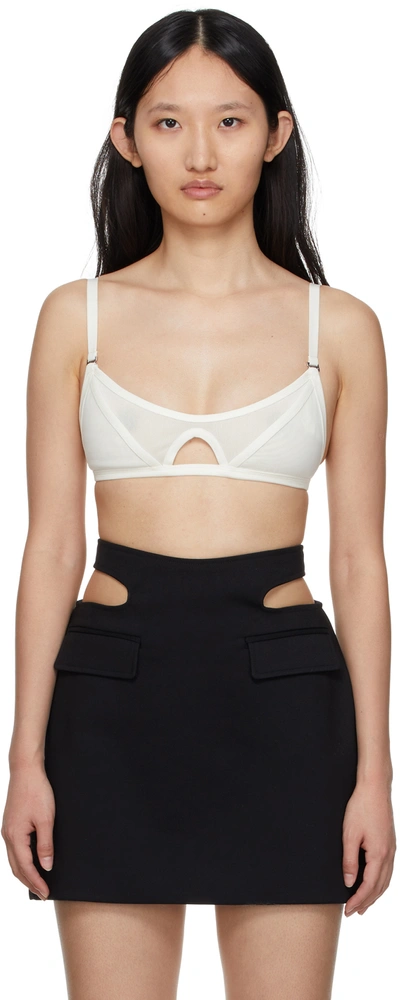 Shop Dion Lee White Shadow Mesh Bra In Ivory