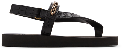 Shop Giuseppe Zanotti Black Hydra Monogram Sandals In Derapage Nero