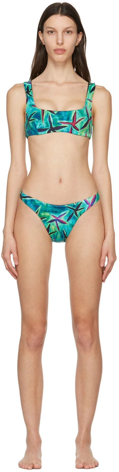 Shop Louisa Ballou Green & Blue Scoop Bikini In Starfish