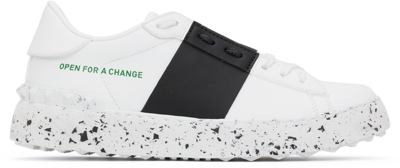 Shop Valentino White & Black Open For A Change Sneakers In A01 White/black