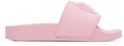 Shop Versace Kids Pink Rubber Medusa Slides In 1pb90 Pink