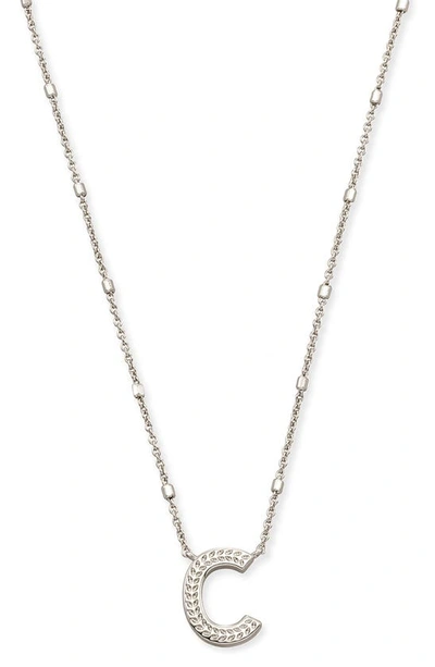 Shop Kendra Scott Initial Pendant Necklace In Rhodium Metal-c