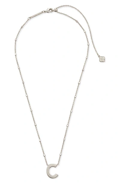 Shop Kendra Scott Initial Pendant Necklace In Rhodium Metal-c