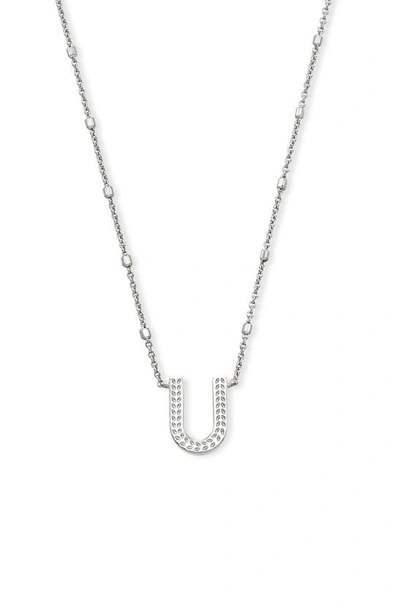 Shop Kendra Scott Initial Pendant Necklace In Rhodium Metal-u