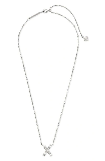 Shop Kendra Scott Initial Pendant Necklace In Rhodium Metal-x