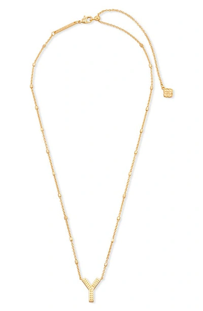 Shop Kendra Scott Initial Pendant Necklace In Gold Metal-y
