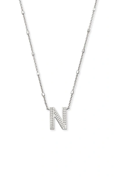 Shop Kendra Scott Initial Pendant Necklace In Rhodium Metal-n