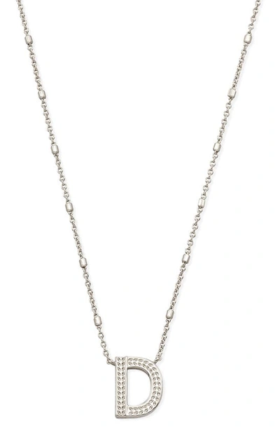 Shop Kendra Scott Initial Pendant Necklace In Rhodium Metal-d