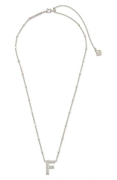 Kendra Scott Initial Pendant Necklace In Rhodium Metal-f