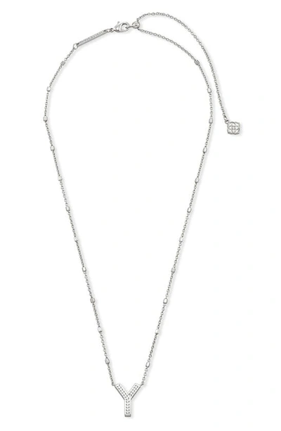 Shop Kendra Scott Initial Pendant Necklace In Rhodium Metal-y